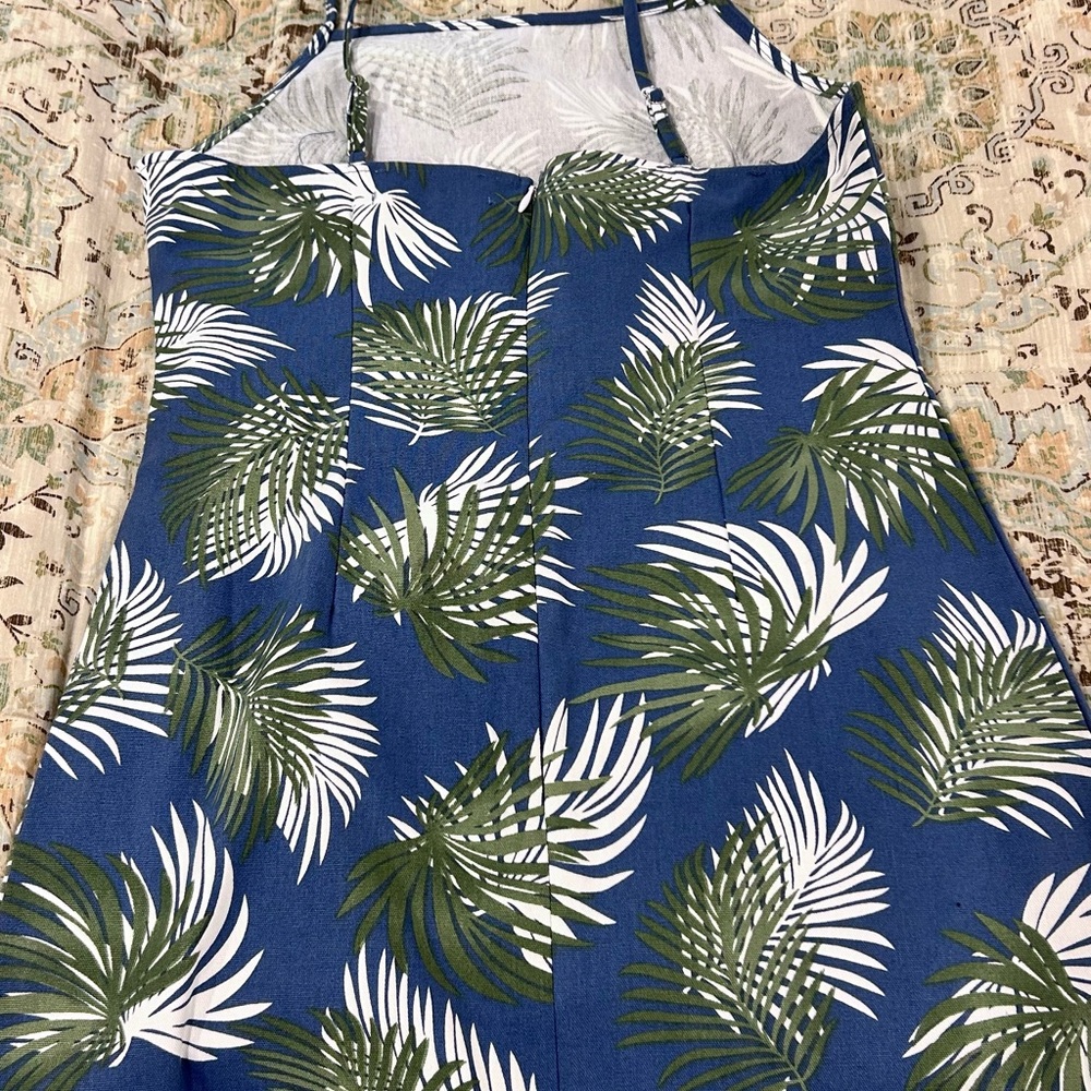 NWT Urban Outfitters Blue Tropical Palm Print Mini Slip Dress Size S - Picture 4 of 5